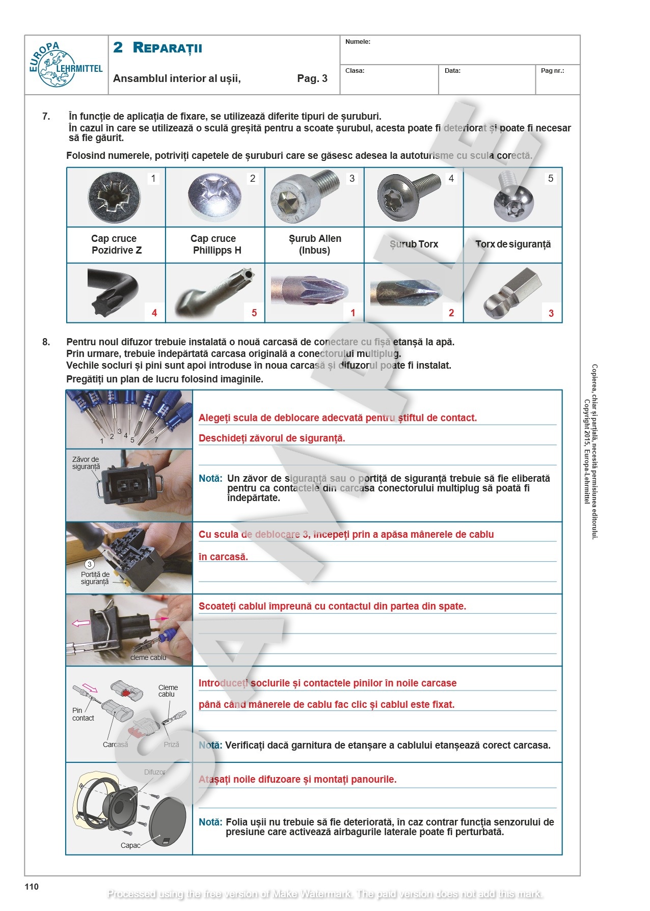 Teste de Evaluare pentru Mecanicii Auto - vol 2 Solutii 9